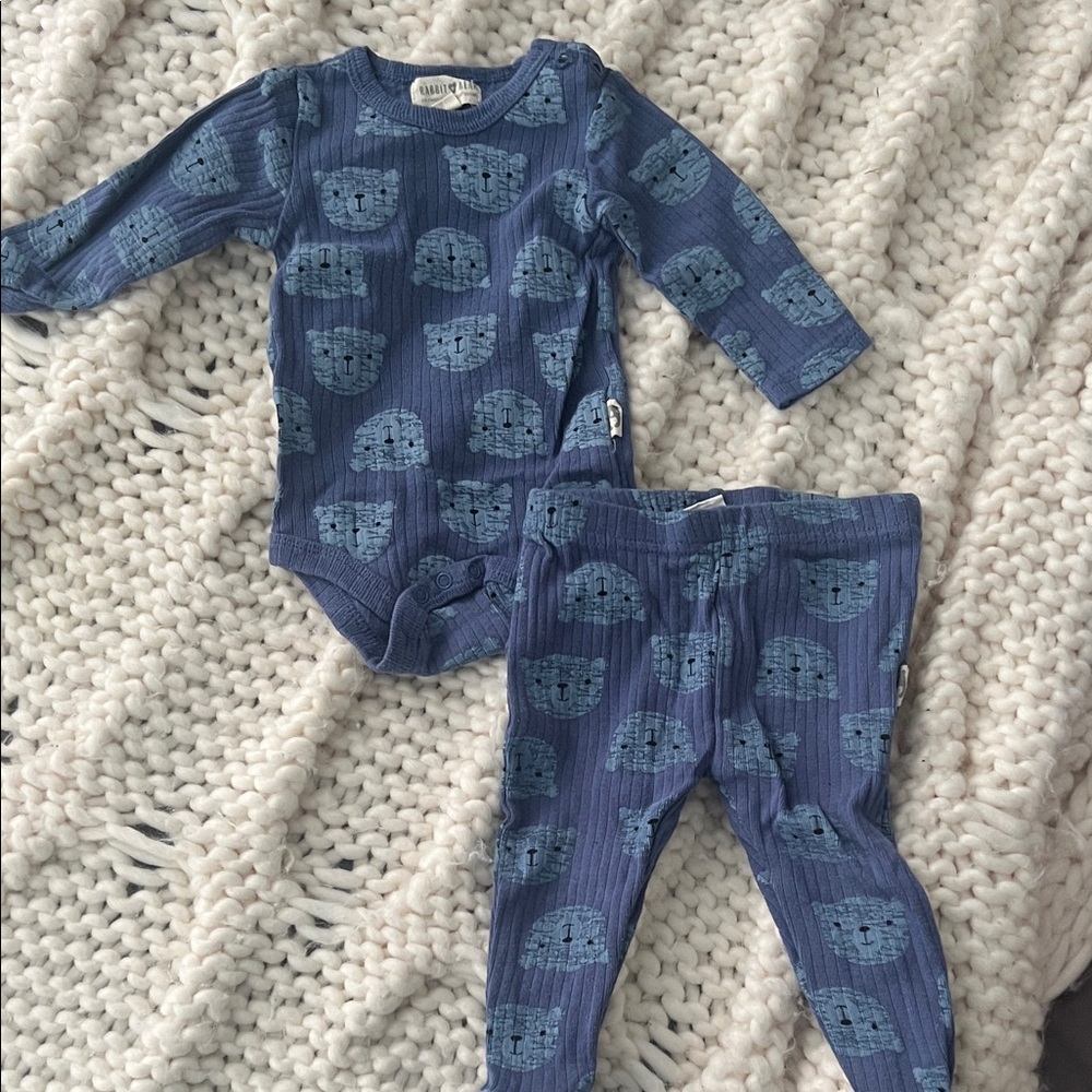 Blue bear Print baby two Piece Set